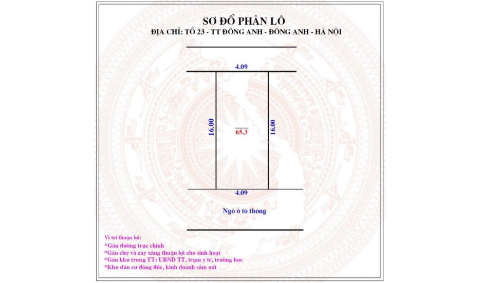 CHÍNH CHỦ CẦN TIỀN BÁN GẤP LÔ ĐẤT ĐÔNG ANH 65M2, MT 4.1, GIÁ 3,5 TỶ